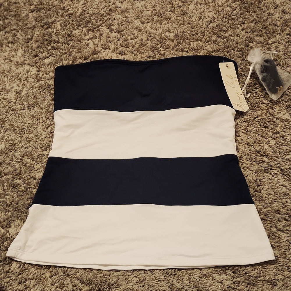 Anne Cole Navy and White Bikini Top